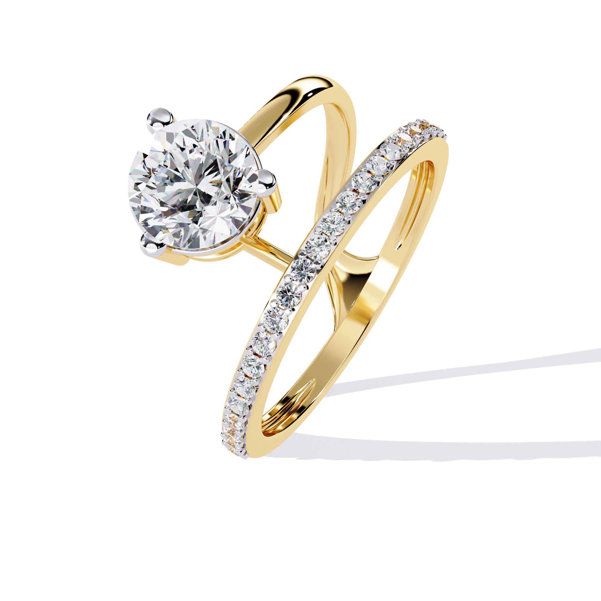 Solitairekart – 1.51ct Lab Grown Diamond Solitaire Bypass Ring in 14K Yellow Gold